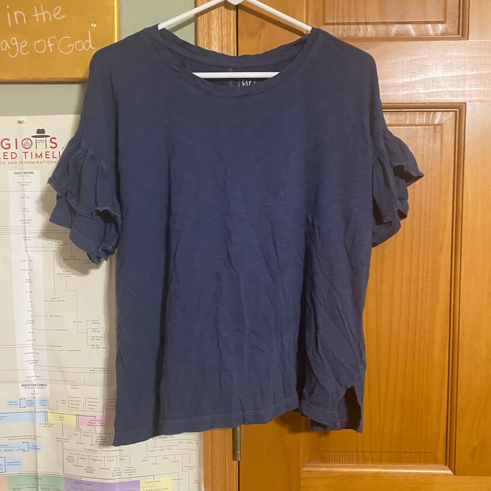 GAP Dark Blue Ruffle Sleeve Tee